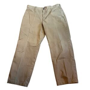 Lands’ End Men’s Flannel Lined Khaki Work Pants Red Plaid Lining 30 Cold Weather